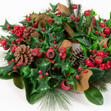 Magnolia & Red Berry Wreath - 24 Inch