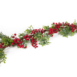 Red Berry And Boxwood Garland - 5 Feet