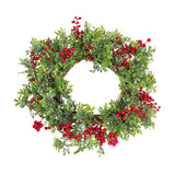 Red Berry And Boxwood Wreath - 20 Inch