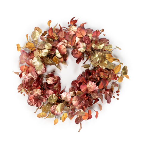 Ombre Leaf Wreath - Pink And Gold - 23 Inch