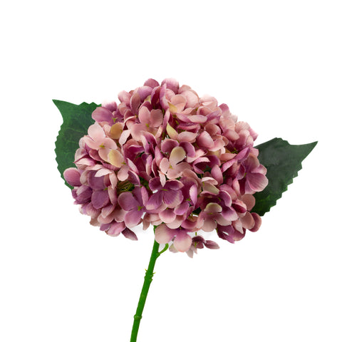 Hortensia artificial en forma de vara, color malva, juego de 6 tallos