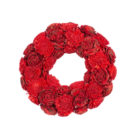 Shola Cottage Rose 15 Inch Red Wreath